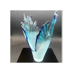 High Quality Handmade Bowl Ornaments Art Blue Banquet Villa Decorative Cheap Antique Glass Figurines