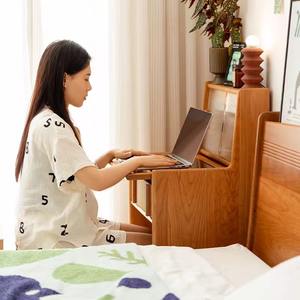 Tocador Barbizon de madera de cerezo con gabinete de almacenamiento y taburete, tocador de maquillaje para dormitorio - Product Image 2