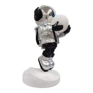 Futuristic Astronaut Statue with Mirror Helmet and <strong>Moon</strong> Ball Resin Tabletop Decor for Boys Room Office <strong>Shelf</strong> Gift Ornament - Product Image 1
