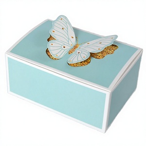 Stock Foldable 3D Butterfly Candy <b>Box</b> Mint Green Paperboard <b>Gift</b> <b>Square</b> Dessert Reusable Wedding Party Decor Chocolate Empty - Product Image 2