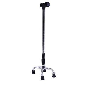 Bâton de marche à quatre pieds en acier inoxydable pour personnes âgées, aide à la mobilité avec embouts en caoutchouc antidérapants et hauteur réglable - Product Image 2