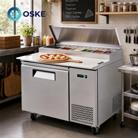 Table de préparation de pizzas commerciale réfrigérée avec plan de travail en acier inoxydable pour utilisation en cuisine de restaurant