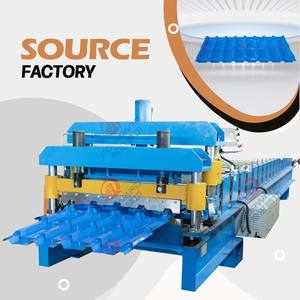 Voll automatische hochgenaue trapezförmig glasierte Fliesen walzen form maschine Dach gestaltete farbige Stahl fliesen mit Getriebe pumpe - Product Image 1