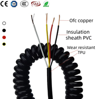 Cable Espiral de TPU y PVC de 4 Núcleos, Cable de Alimentación Retráctil de Cobre 24AWG, IP65, para Uso Industrial, Automatización, Robótica y Calefacción