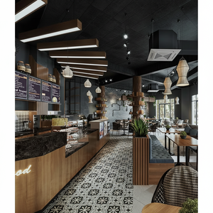 Cafetería personalizada Tienda comercial Decoración de muebles Cafetería de madera Mostrador Diseño Tienda de dulces Bar Gabinete - Product Image 1