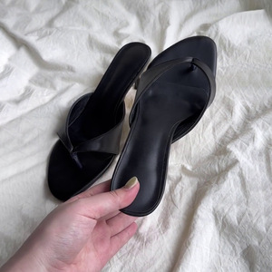 Sandales élégantes noires en cuir microfibre à talon carré, bout ouvert, à enfiler, pour femme, idéales pour l'été, livraison directe - Product Image 1