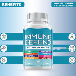 8 en 1 capsules d'échinacée suppléments de rappel immunitaire avec zinc, vitamine C, vitamine D3 curcumine au curcuma - Product Image 3