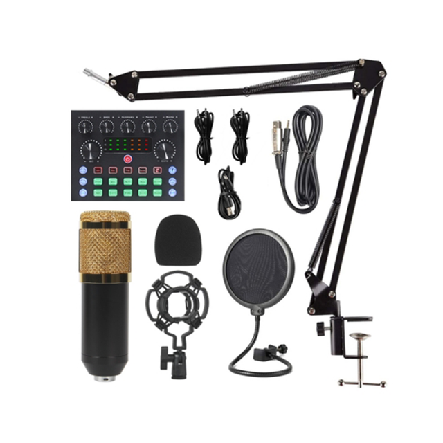 S8 Sound Card+800 Set of Capacitive Microphone Sound Card, Mobile Computer Host, Karaoke Recording Live Streaming Stand Set