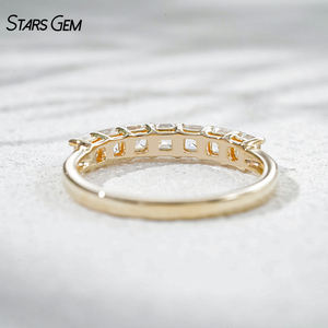 StarsGem ทองคำแท้ 10K ชุบโรเดียม ประดับเพชร 7 เม็ด น้ำหนักรวม 0.96 กะรัต ขนาด 2.8x2.8 มม. รูปทรง Asscher เพชรเพาะเลี้ยงในห้องปฏิบัติการ ดีไซน์คลาสสิกเจ็ดเม็ด สำหรับโอกาสครบรอบ - Product Image 3