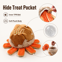 Jouet pour chien en forme de pieuvre avec balle couineuse en TPR et jouet puzzle en peluche en forme de nourriture pour petits chiens - Vente en gros