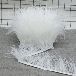 Spot gros <span class=keywords><strong>laine</strong></span> d'autruche tissu <span class=keywords><strong>bord</strong></span> 8-10cm robe De mariée vêtements décoration plume ceinture gland Borlas Pelo De Avestruz - Product Image 4