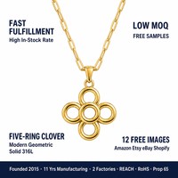 Perhiasan Lapis Emas 18K Siap Kirim Grosir, Kalung Liontin Bunga Lapis Emas 18K Tahan Air untuk Wanita