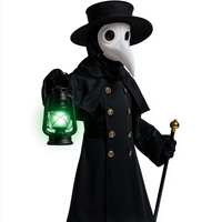 Costume de Médecin de la Peste pour Halloween, Tenue de Cosplay pour Hommes avec Masque en Forme de Bec d'Oiseau