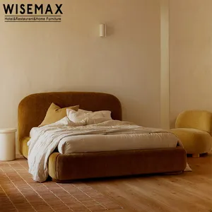WISEMAX家具北欧复古风格卧室家具木框织物床头板特大1.8米家庭公寓床