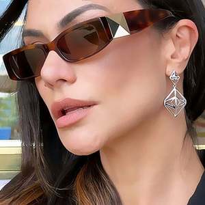 Gafas de Sol Rectangulares Vintage con Logotipo Personalizado, Diseño de Leopardo, Moda 2022, Protección UV400, Montura Cuadrada Pequeña para Mujer - Product Image 1