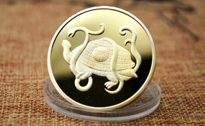 Đồng xu mạ vàng rùa đen, đồng xu may mắn phong thủy Trung Quốc - Product Image 3