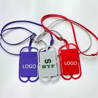 Pemegang kartu tali gantungan silikon, dompet kartu ID Lanyard silikon gantungan leher ponsel