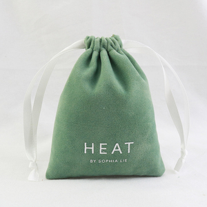 Custom Velvet Dust Bags Packaging with Printed logo Luxurious Drawstring Suede Velvet Pouch Jewelry with <b>Ribbon</b> for Ring Storage - Product Image 4