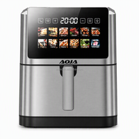 Friteuse à air chaud domestique en acier inoxydable à double chauffage, 8,0 L, 1800 W, écran LED, 10 menus rapides, sécurité par micro-interrupteur - En stock, Offre Spéciale