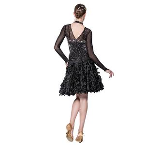 L-13376 Nuevo Vestido de Baile Latino con Pedrería y Gran Cola, Traje de Actuación, Vestido de Competición de Baile en <span class=keywords><strong>Venta</strong></span> - Product Image 6