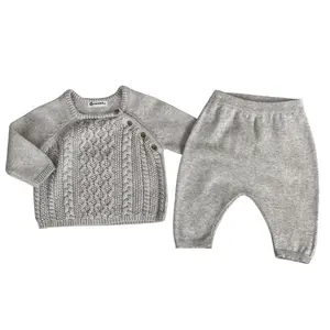 Maglione autunnale per bambini 2023 Set di pantaloni con bottoni invernali per bambini maglione con bottoni per bambini, vestiti per bambini, Set da 0 a 3 mesi