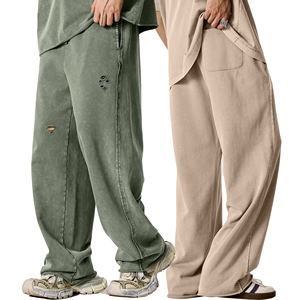 Pantalones Deportivos Casuales Personalizados para Hombre, Otoño 2025, Estilo Europeo Americano, Lavado Ácido, 100% Algodón Transpirable con Cordón Ajustable - Product Image 3