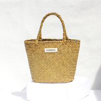 Sac à main en paille tissée sangles de main en nylon sac de panier de légumes coloré corde décorative sac de plage artisanal