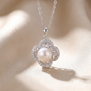 S925 Silver Freshwater Pearl Necklace CZ Twisted <b>Infinity</b> Loop Pendant Jewelry Anniversary Gift for Women - Product Image 5