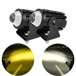 1 pcs Super brilhante Motocicleta nevoeiro luzes High Low LED Farol dula cor branco amarelo Condução Spot Lâmpada Scooter Spotlight