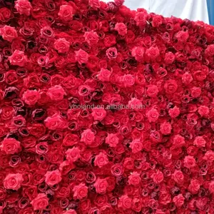 S0512 Multi Size Artificial Flower Wall Decorative Artificial Flower Red Silk Rose Wall Used For Wedding Decoration
