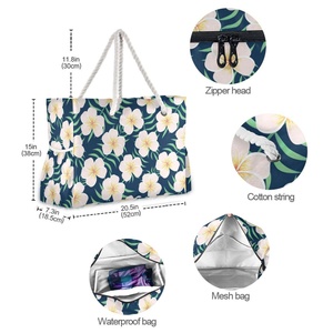 กระเป๋าถือ Aloha Hotsale Fashion Hawaii Puakenikeni ทำจากโพลีเอสเตอร์ สะพายไหล่ ใช้ได้ที่ชายหาด ซักล้างได้ สำหรับผู้หญิง - Product Image 4