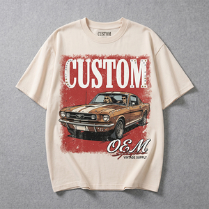 Camiseta Vintage OEM Personalizada de Algodón 100% de 230 GSM con Lavado Ácido, Pedrería, Estampado Digital, Hombros Caídos Oversize y Corte Holgado - Product Image 1