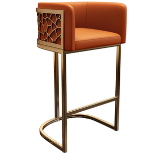 <span class=keywords><strong>Tabouret</strong></span> de bar haut en cuir PU et métal doré, style nordique moderne et simple, luxe léger, pour comptoir de café - Product Image 6