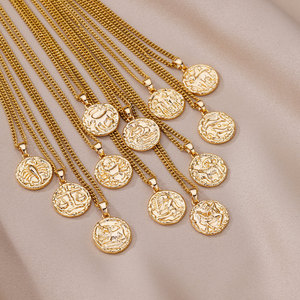 Mode explosive Niche Zodiac Relief Clavicule Chaîne Zodiaque Collier En Acier Inoxydable Collier Cadeaux pour Femmes - Product Image 1