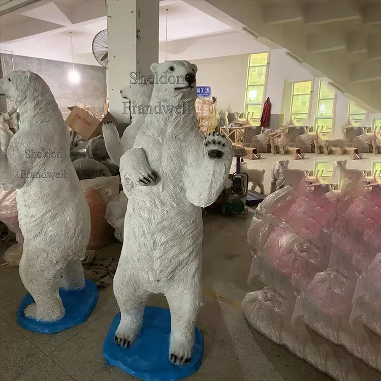 Urso polar grande para alugar/alugar eventos de casamento estátua de urso polar/resina evento de arrendar