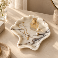 Plateau ondulé élégant en marbre blanc veiné naturel NANWEI, idéal pour bijoux, table basse et décoration intérieure