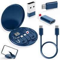 Convertidor de Cable de carga de 60W rápido portátil de viaje multifuncional, juego de regalo, caja, adaptador de almacenamiento, Kit de Cable de datos con estuche