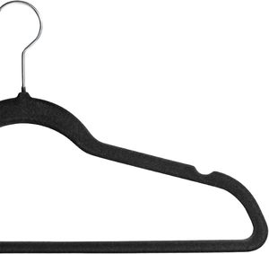 Durable Rotatable Velvet Hangers 50 Pack Custom Suit Non-Slip Black <b>Plastic</b> Flocking Eco-Friendly Clothing Store Clothes - Product Image 4