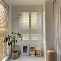 Persianas Modernas Ocultas Integradas en la Ventana Francesa, Tipo Plantation, Manuales, Tamaño Personalizado