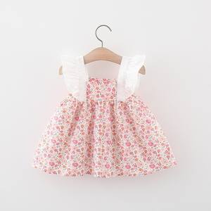 1454 filles été jupe florale robe nouveaux vêtements pour enfants avec décoration en dentelle pour la plage vient bambou panier sac à bandoulière - Product Image 4