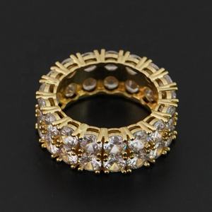 Anillo Hip Hop Iced Out con Baño de Oro 14K y Zirconia Grande para Hombre, Joyería Bling de Latón para Raperos - Product Image 3