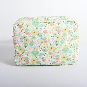 DIY Customized Women's Printed Cosmetic Bags Green Gingham Inner Cotton Large Capacity Zipper Closure <b>Storage</b> Pouches Portable - Product Image 3