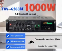 Amplificateur de karaoké haute fidélité AV-6288BT 1000W 2*500W double usage 12V/220V AC/DC BT sans fil en plastique