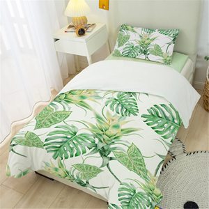Funda de edredón de cama con plantas y hojas tropicales, juego de edredón de hoja de palma, juego de cama verde individual con funda de almohada para niños - Product Image 2