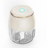 Hachoir à ail électrique mini de 250 ml en PP + verre, avec 6 lames, hachoir portable pour légumes, oignons et aliments pour bébés