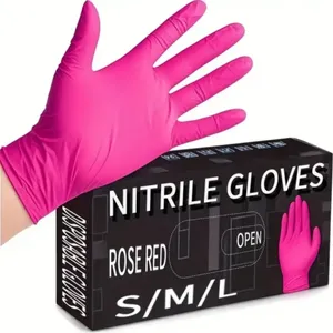 20/50/100PCS Pink Nitrile <b>Gloves</b> Disposable <b>Gloves</b> for Kitchen Household Cleaning Tool Beauty Nail Salon Petcare Hair Dye <b>Gloves</b> - Product Image 2