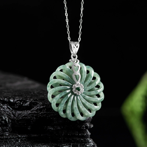 Collar con colgante de plata S925 con jadeíta natural de grado A, amuleto de la paz, para hombre y mujer - Product Image 4
