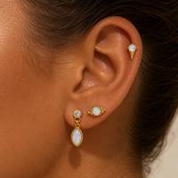 JUSNOVA Set Anting Hoop Lapis Emas 14k Bahan Stainless Steel 316l untuk Wanita, Tahan Air, Anti-Kusam, Perhiasan Trendi untuk Hadiah Ulang Tahun