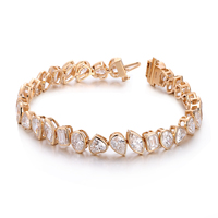 Bracelet en or jaune 18 carats personnalisé avec diamant de laboratoire taille cœur 14,8 carats, design de monture, pour usage quotidien, fêtes, style hip-hop, bijoux pour femmes