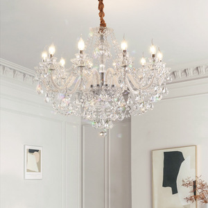 Lustre en cristal de verre de style européen pour salon, restaurant, LED blanc, <span class=keywords><strong>hauteur</strong></span> réglable, 3000K blanc chaud - Product Image 3